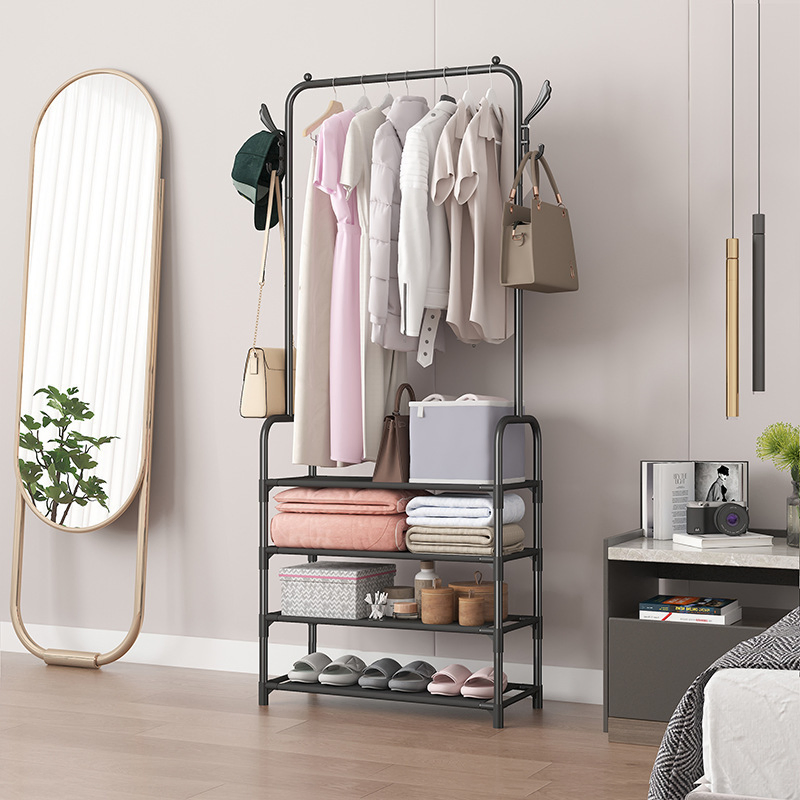 Home Bedroom Furniture Cloth Hanging Storage Removing Shelf Display Stand Rack Coat Rack with Wheels