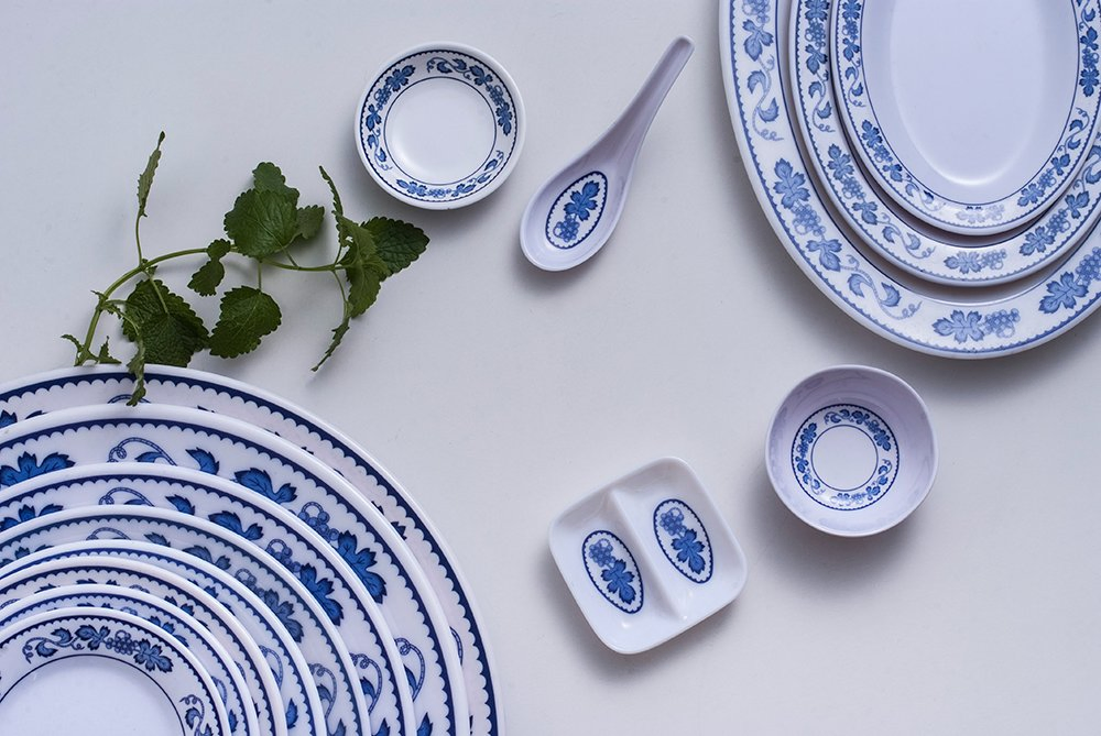 White Square Sauce Dish 2-Divided Sauce Dish Melamine Dish