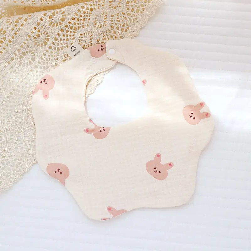 Bamboo Cotton Gauze Petal Saliva Towel Can Rotate 360 Degrees Newborn Bibs