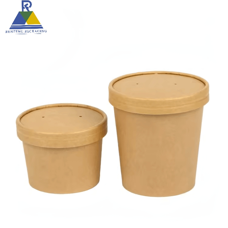 Kraft Paper Bowl Customized Logo Eco-Friendly with Paper or Plastic Lid