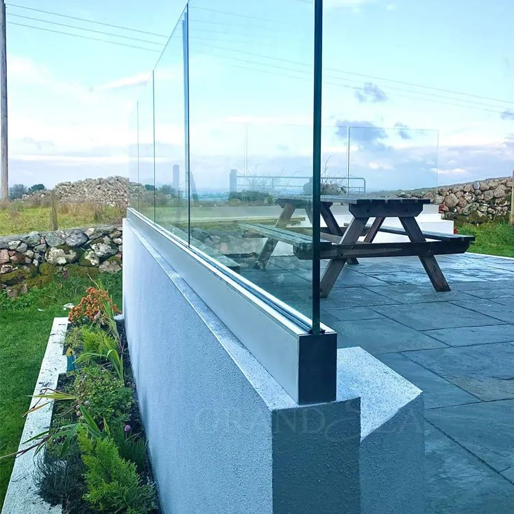 Aluminum U Channel Glass Railing Profile for Frameless Glass Balcony Balustrade