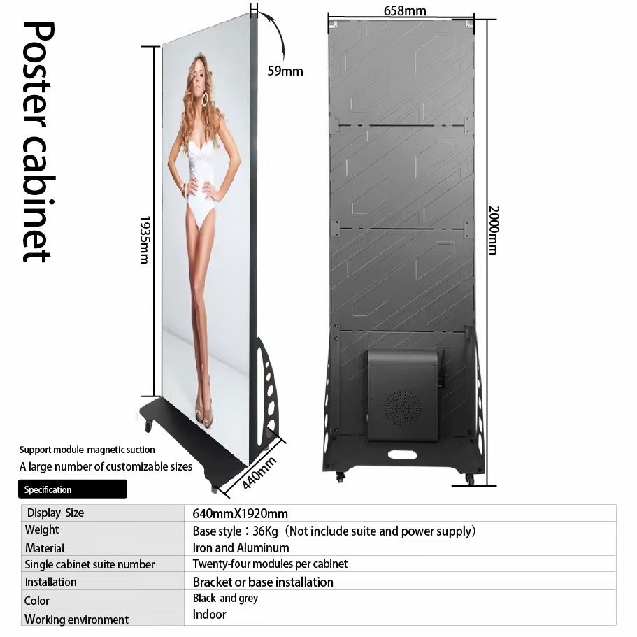 Full-Color Video Panel Indoor Outdoor Mirror Screen Poster LED Display