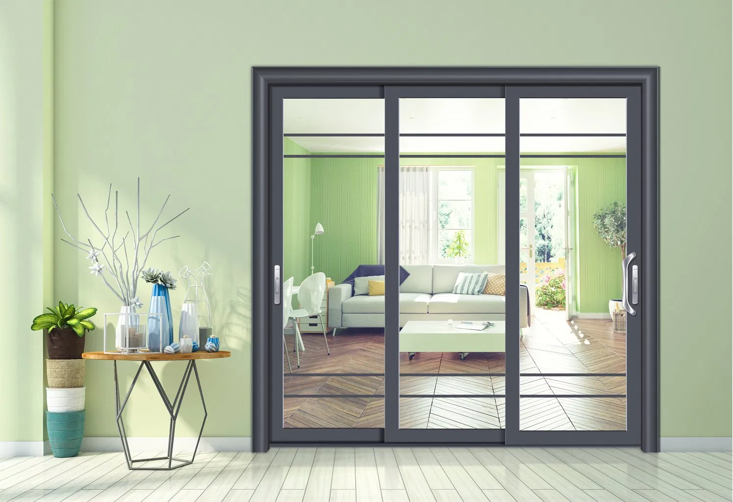 Modern Residential Patio Door Thermal Break Aluminum Double/Triple Tempered Glass Sliding Door