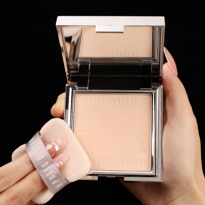 Facial Makeup Waterproof Concealer Oil-Control Fog Matte Setting Pressed Powder with Mirror