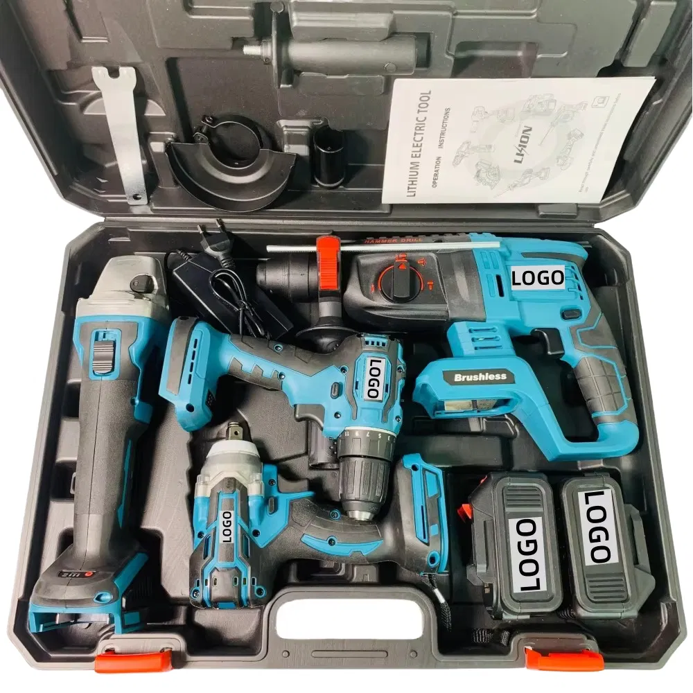 Power Tools Combo Kit Cordless Tools Sets Drill, Electric Grinder, Hammer, Impact Wrench Combo Set