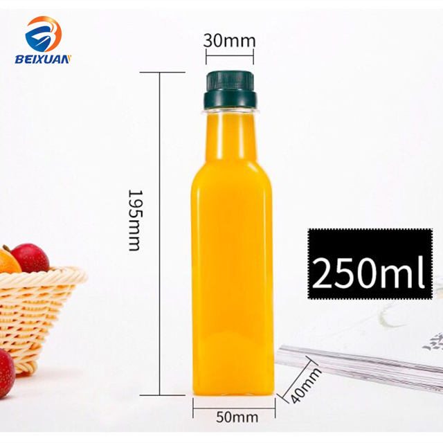 Wholesale 250ml Transparent Square Plastic Olive Oil Bottle with Cap