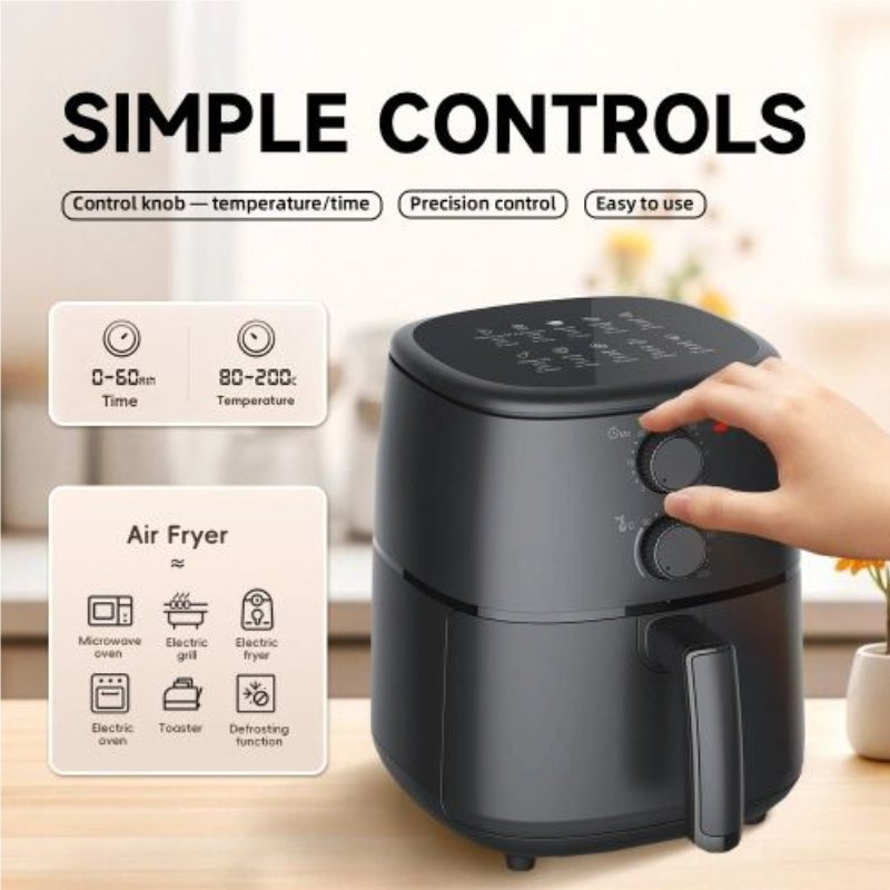 4L Electric Oven Deep Chicken Fryer Machine with Manual Knob Control for Cooking Food Processor