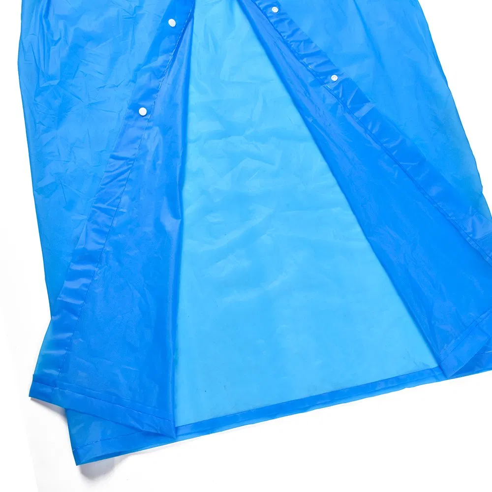 Blue Poncho Cheap EVA Waterproof Light Weight Raincoat for Outdoor Activities