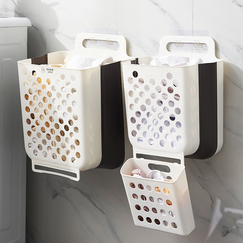 Factory Price Foldable Home Wall Mounted Non Perforated Bathroom Laundry Basket