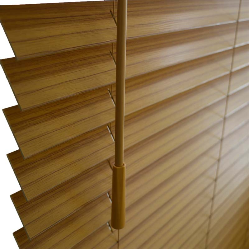 Waterproof Corded PVC Faux Wood Blinds 50mm Vinyl Horizontal Window Blinds