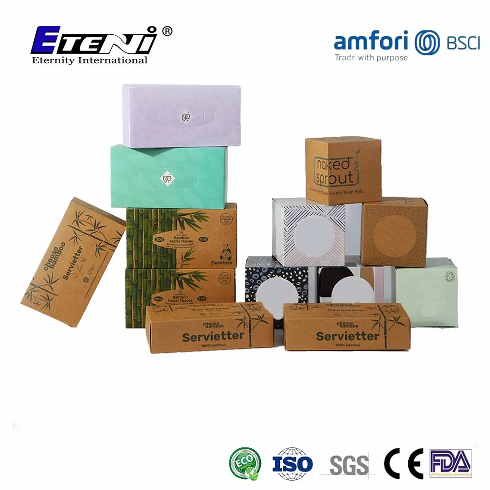 Classical Box Tissue Compostable Hygienic 100% Bamboo Faciel Tissue