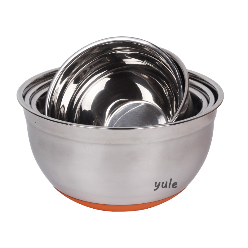 Colorful Silicone Bottom Stainless Steel Mixing Bowl