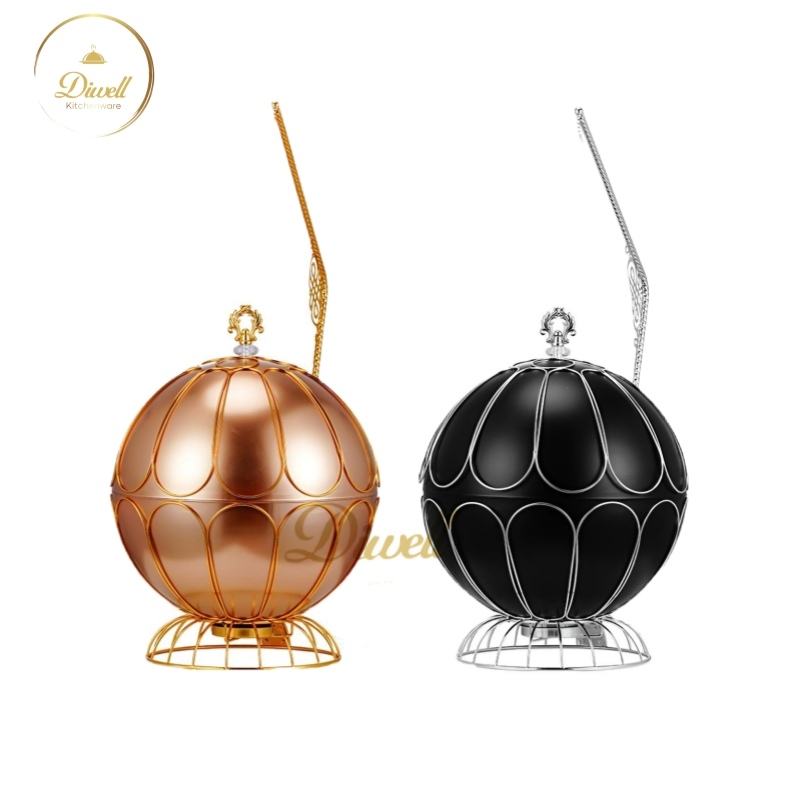 Luxury Hanging Chafing Dish with Hanging Lid White & Gold Crown Buffet Warmer Hotel Banquet Food Warmer Chafer
