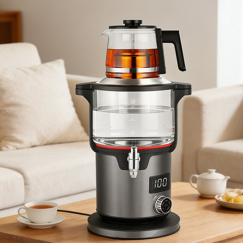 2000W High-Speed Heating Turkish Samovar Kettle and Glass Teapot Heat Resistant Digital Multi-Temperature Control for Tea/Coffee