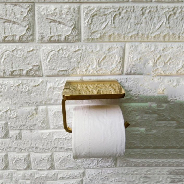 Toilet Tissue Holders Black&Chrome&Gold Bathroom Paper Holder with Phone Shelf