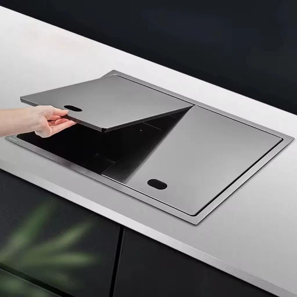 Custom Factory Nano Black Stainless Steel Smart Single Bowl Kitchen Sinks with Advanced Tech for Functional Use