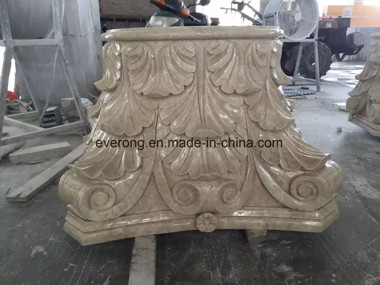 Hand Carved Antique Marble Roman Column Base. Stone Pedestal Pillar Base