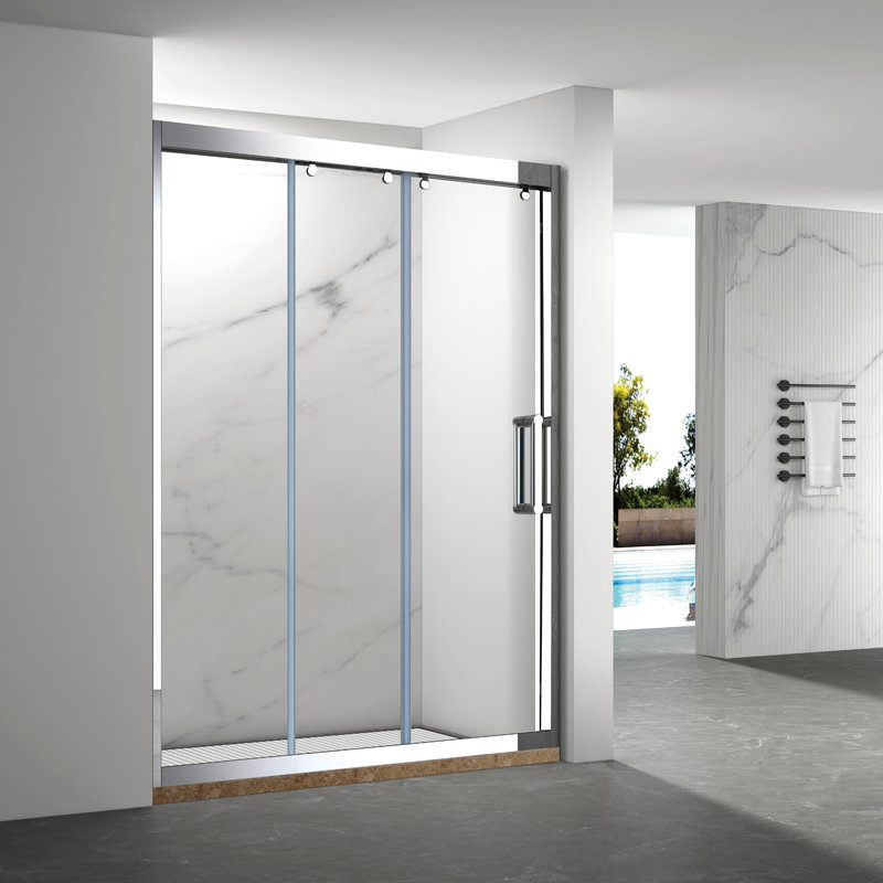 Modern Fixed Glass Shower Door in Matte Black Bathroom Walk in Shower Door