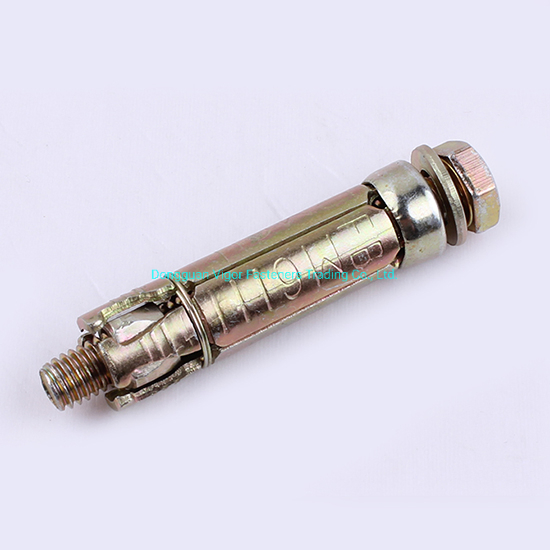 Shield Anchor 4-Segments Type with Hex Head Bolt Four Anchor Expansion Bolt Concrete Screw Yellow Zinc Plated