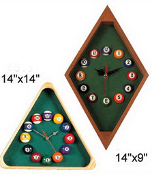 Wood Billiard Clock with Finish Stain