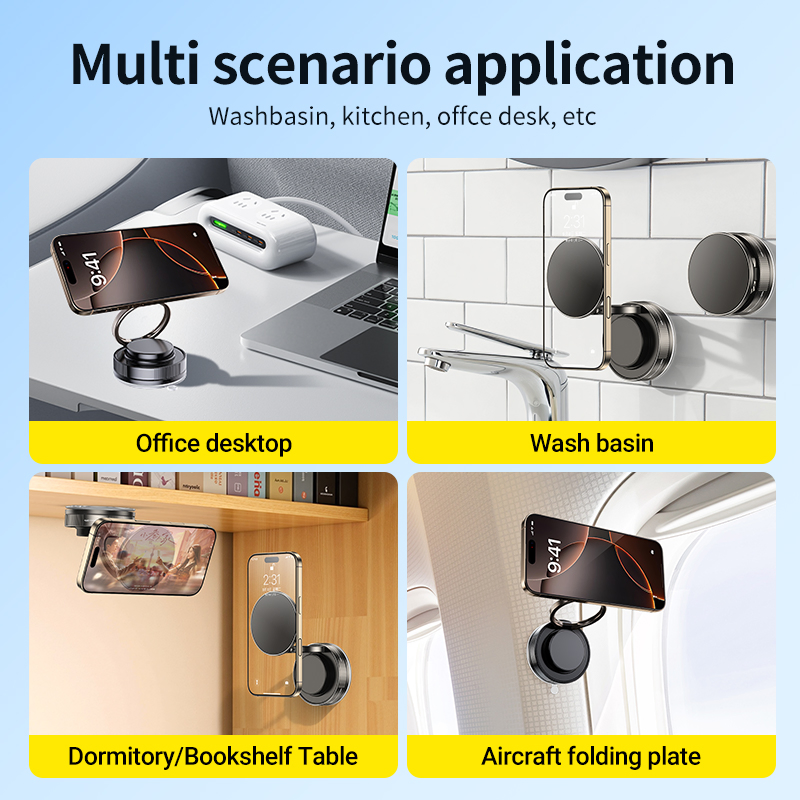 360 Rotation Stong Magnets Vacuum Suction Cup Magnetic Car Phone Holder