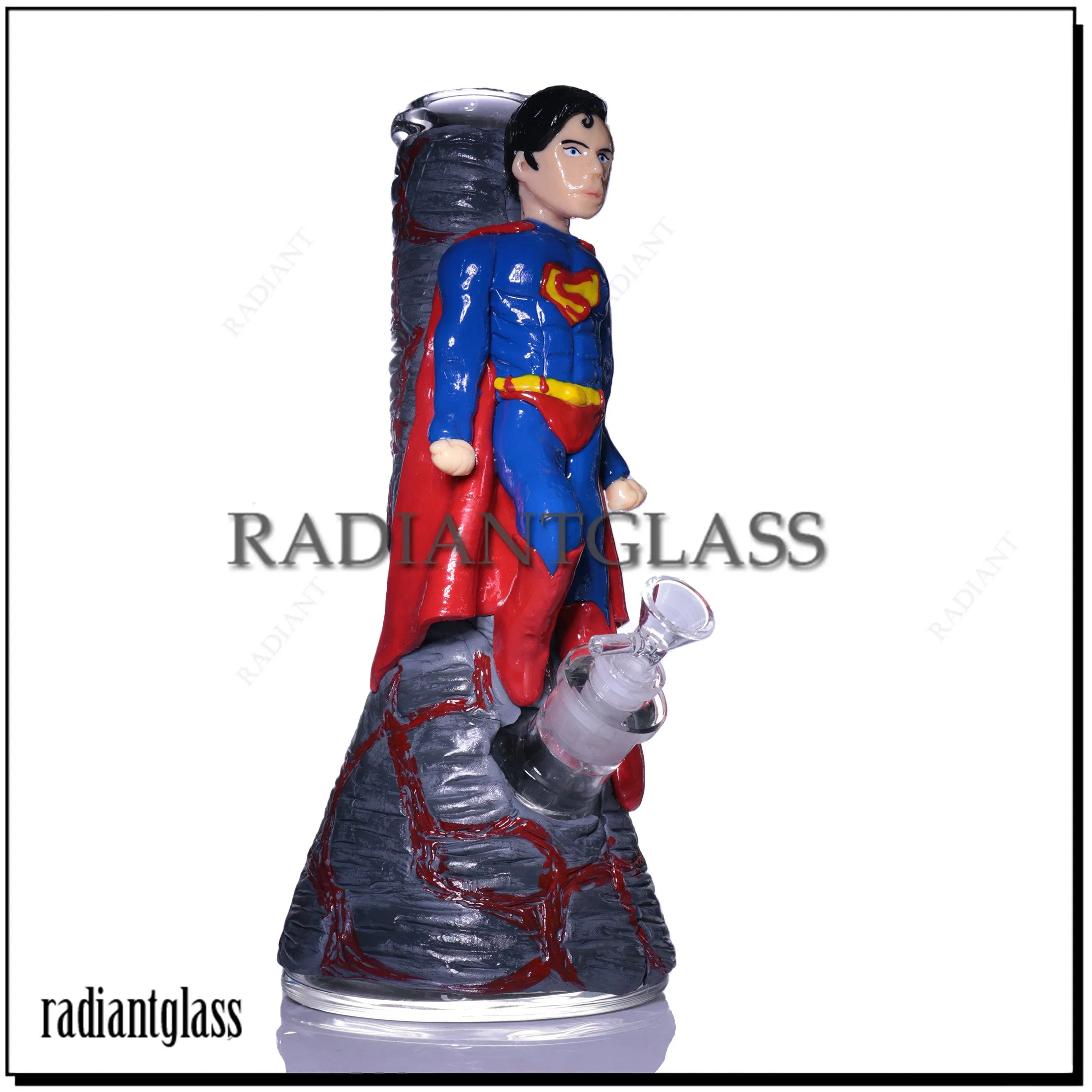Wholesale Carton Character Superman Glass Water Pipe Beaker Hookah Smoking Pipes