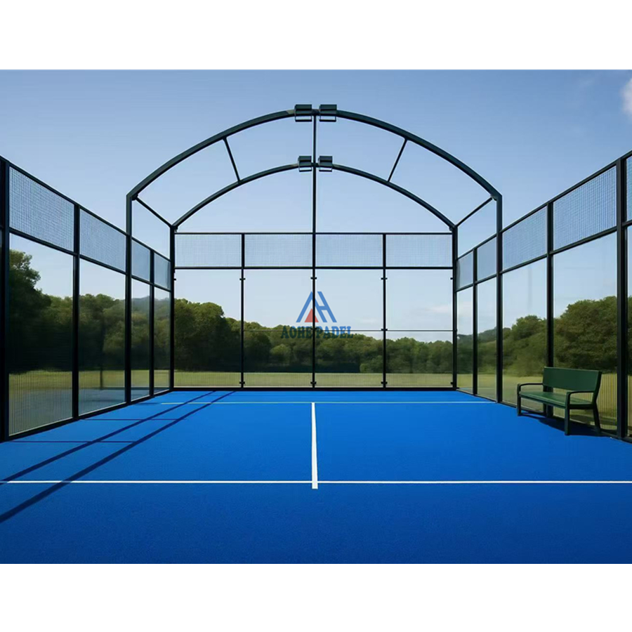 Customized Size Outdoor Indoor Panoramic Padel Court Cost Portable Paddle Tennis Court with Roof