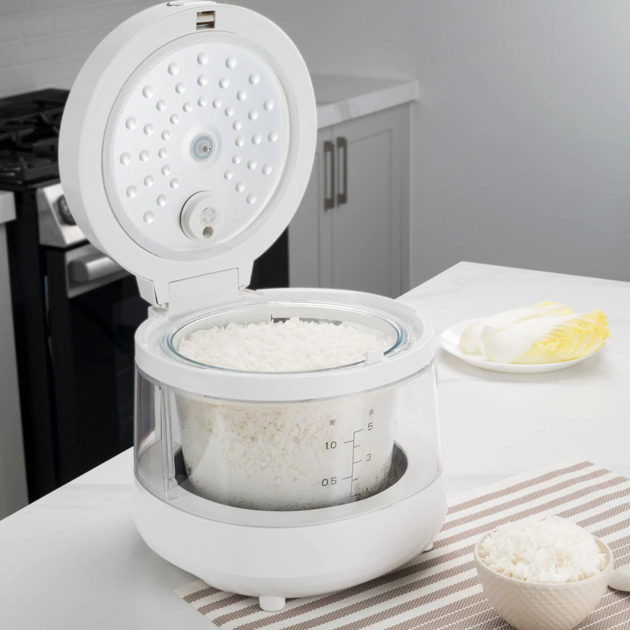 Visual 3L Electric Glass Inner Pot Rice Cooker for Household Office Use