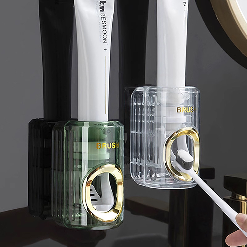Modern Wall Mount Toothpaste Dispenser Automatic Toothbrush Holder Bathroom Accessory Mi27188