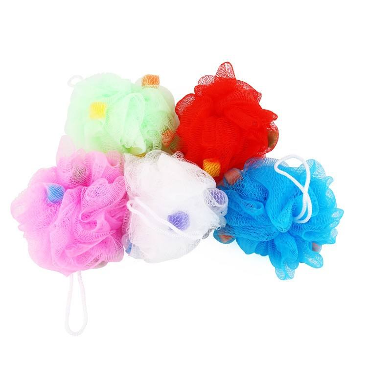Wholesale Dead Skin Removal Shower Scrubber Sponge Bath Poufs Flower Mesh Ball