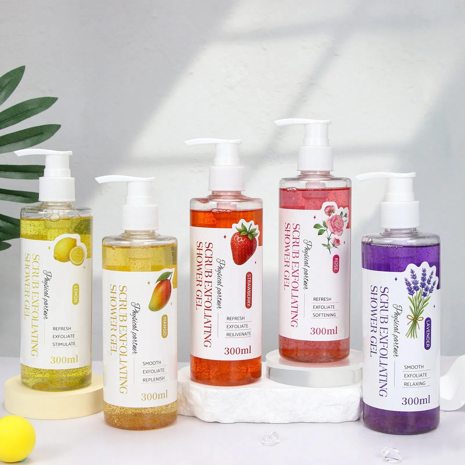 Beauty Cosmetics Body Cleaning Whitening Five Flavors Scrub Exfoliating Shower Gel