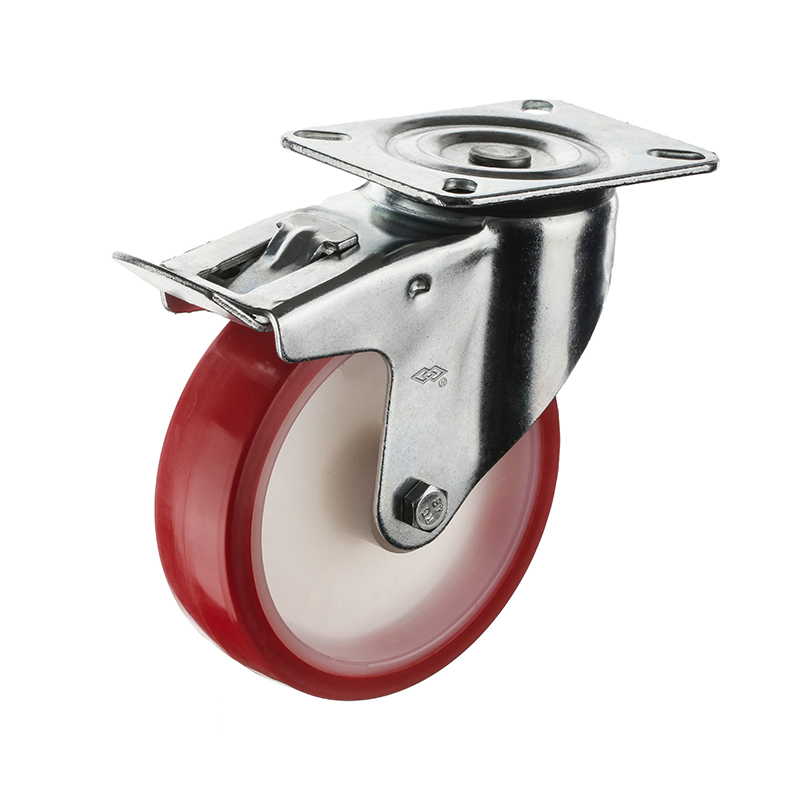 80mm Swivel Bolt Hole with Brake PU Castor