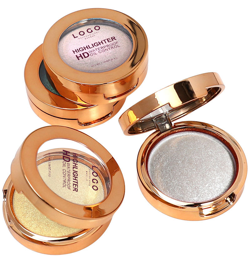 Makeup Gold Brightening Single Highlighter Cream Custom Logo Oil Free OEM Bronzer Powder Highlighter