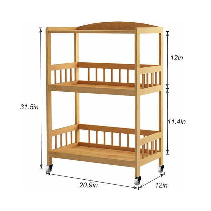 Bamboo Household Kitchen Bathroom with Wheeled Storage Rack
