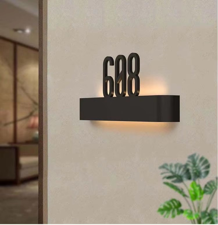 Door Plates Custom Hotel Door Number Light Apartment House Number Signage Door Sign Plate Room Number for Hotel Doorplates