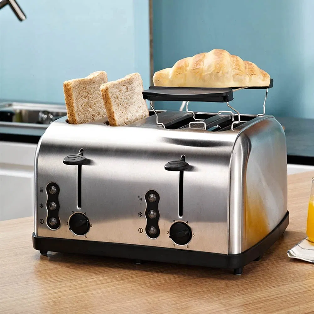 Electric Toaster and Grill Bread Toaster Home Large Professional Pop up Stainless Steel 4 Slice Toaster