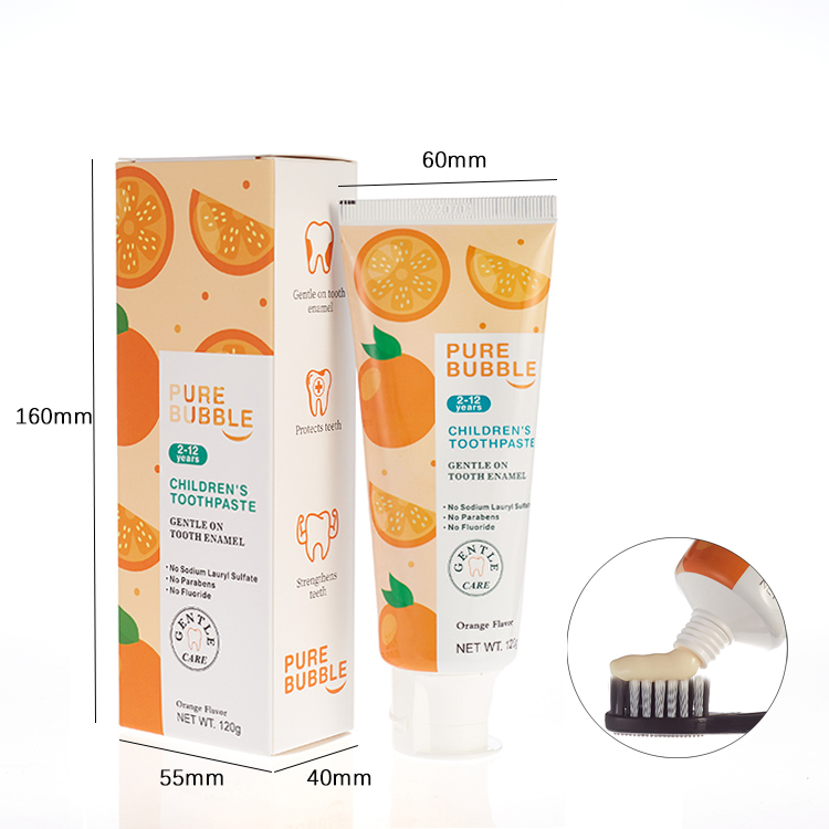 120g Fluoride Free Xylitol Children Tooth Paste Blueberry Strawberry Orange Flavored Probiotic Toothpaste for Kids