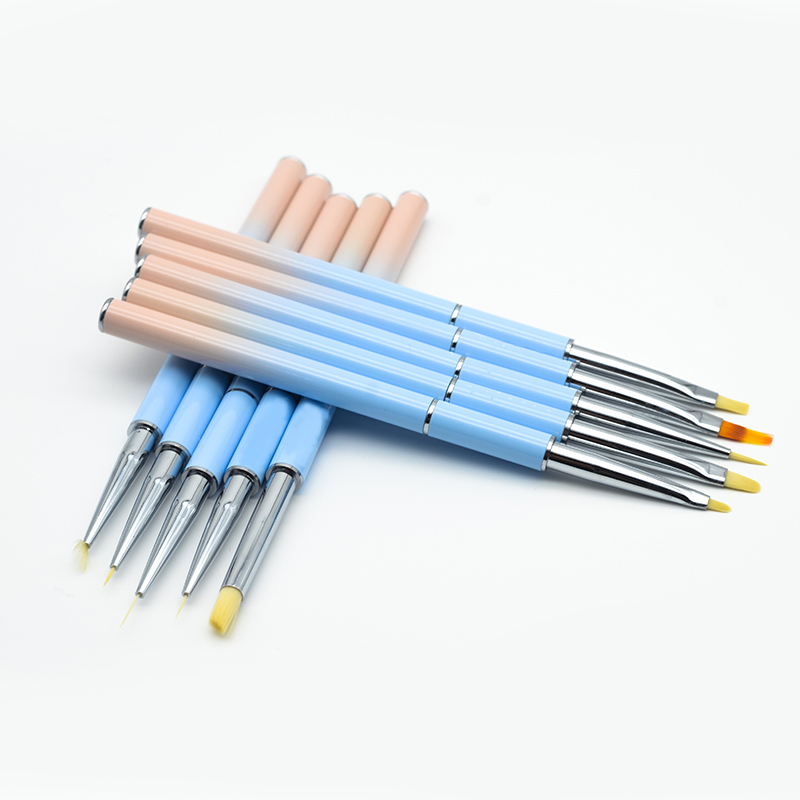 Guyo Metal Handle Nylon Nail Brush Set for Nail Art