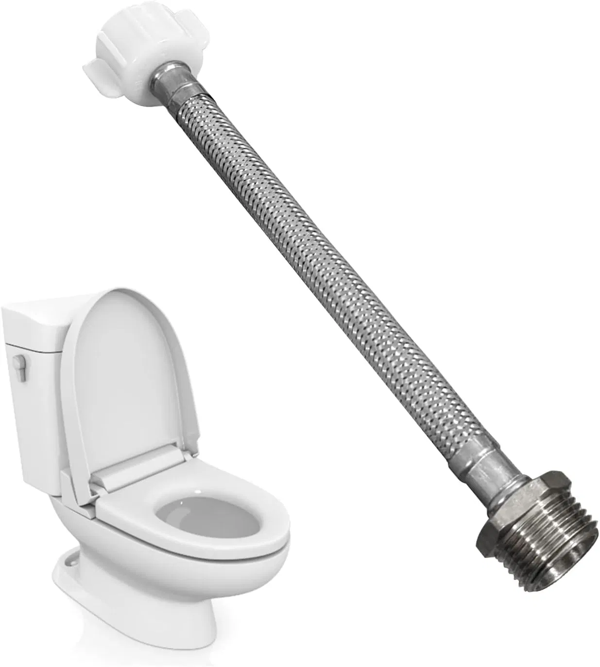 Connector to Toilet Tank Compatible Toilet Supply Hose Extension 7/8 Male to 7/8 Female Braided Hose