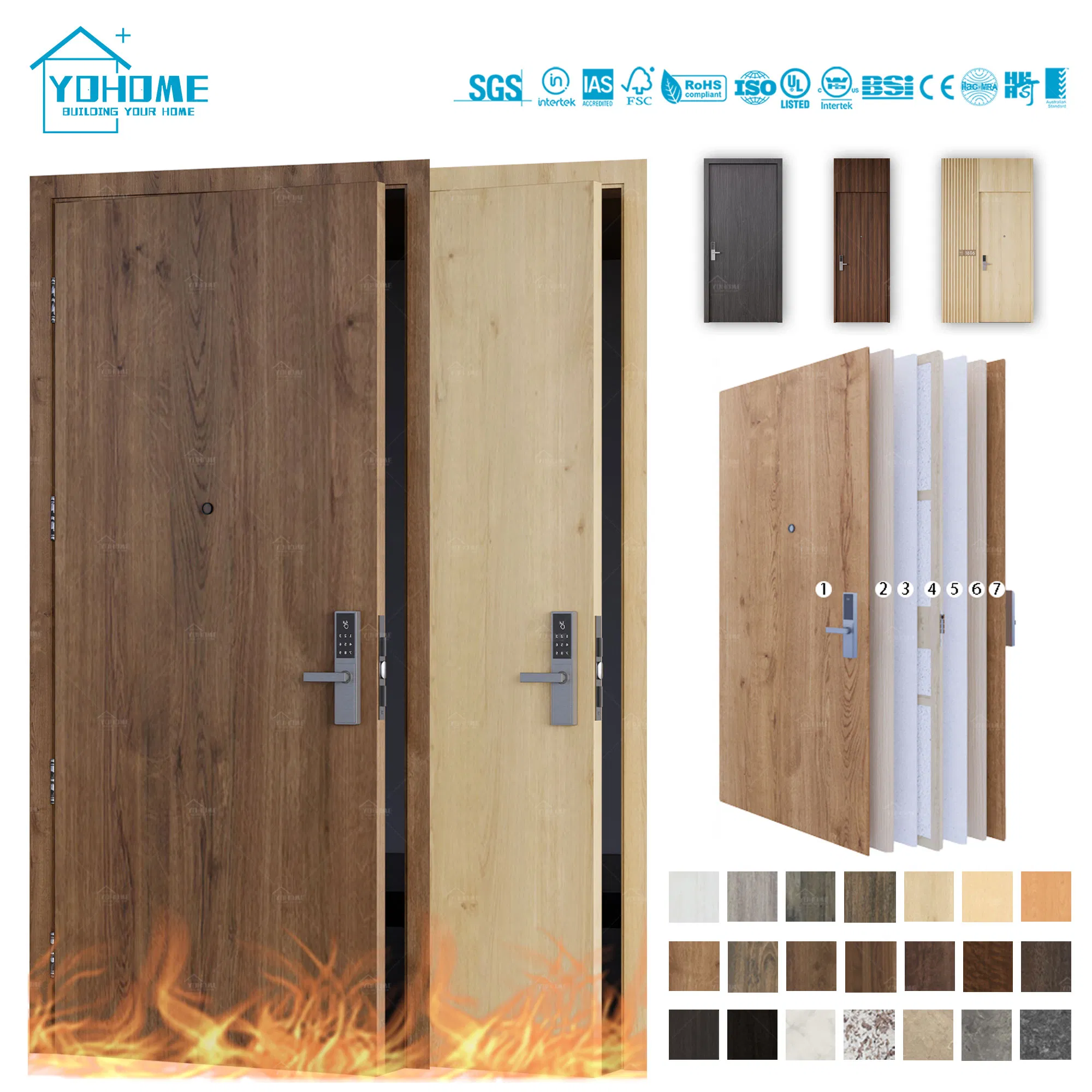 European HPL Compact Laminate Fire Door Ei 60 SA CE Marked Fire Door En 16034 60 Minute Fire Resistant HPL Door