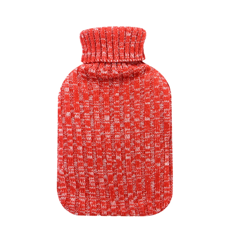 Wholesale Pure Color Polyester Knitted Ribbed Jacquard Cover for Rubber Hot Water Bottle