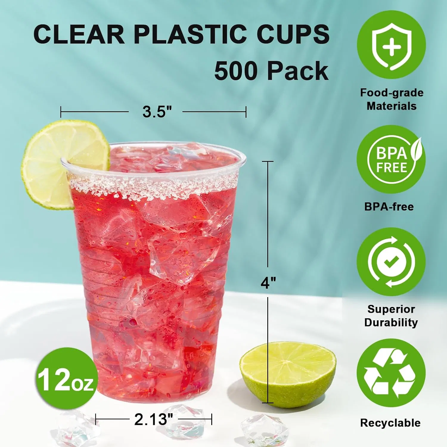 Premium 12 Oz Clear Disposable Plastic Cups for Events