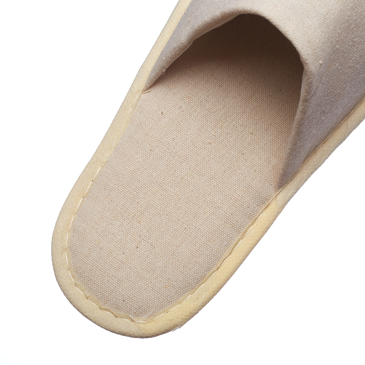 Personalized Wholesale Custom Logo Bulk Linen Fabric Hotel Guests Bathroom SPA Disposable Closed Toe Slippers