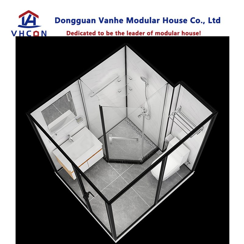 One Bedroom Complete Shower Unit Prefabricated Portable Glass Door Hotel Building Design Modular Luxury Prefab Bathroom Pod with Shipping Home