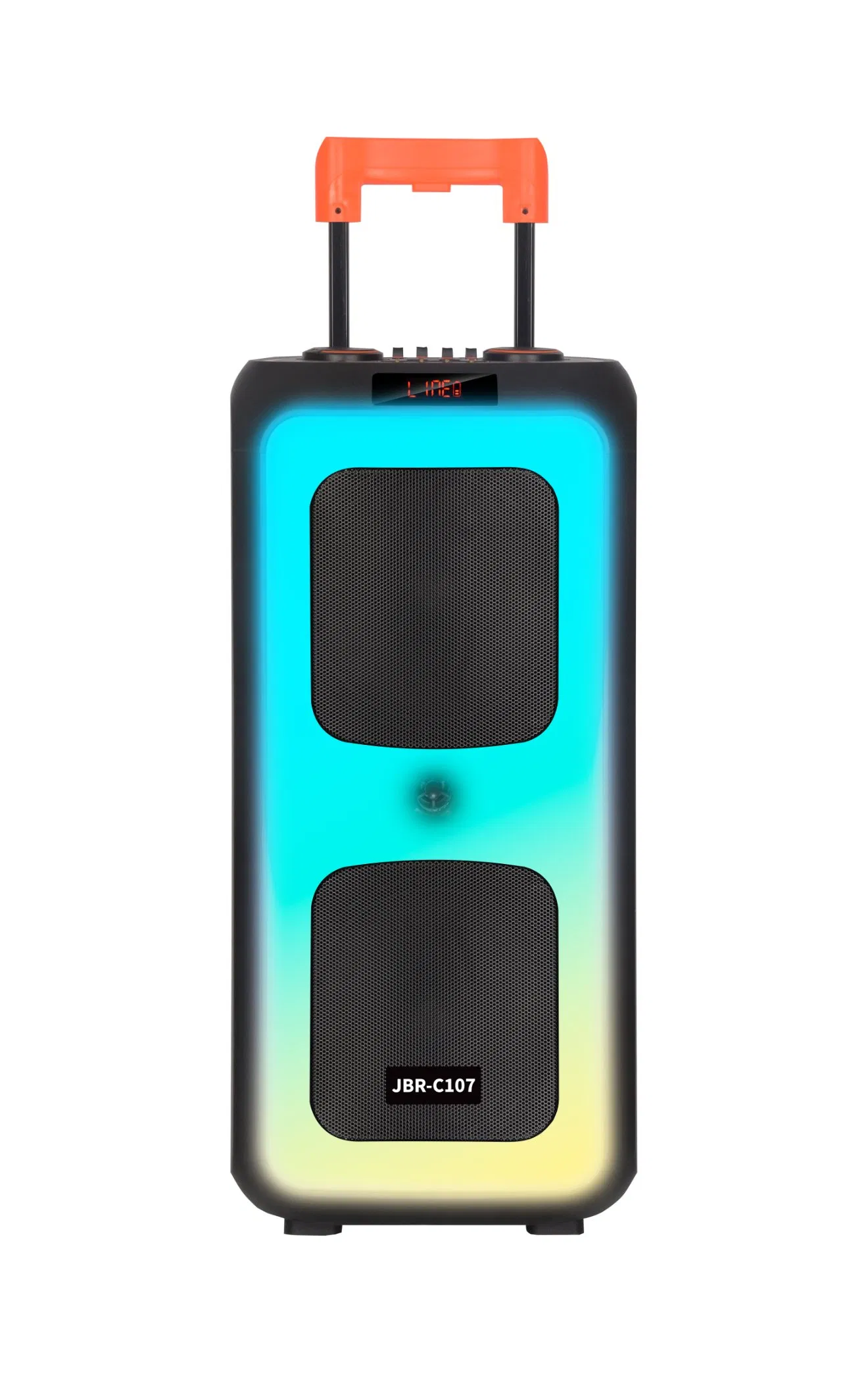 Double 10 Inch Rechargeable Portable Bluetooth Active Speaker Trolley Colorful LED Lights