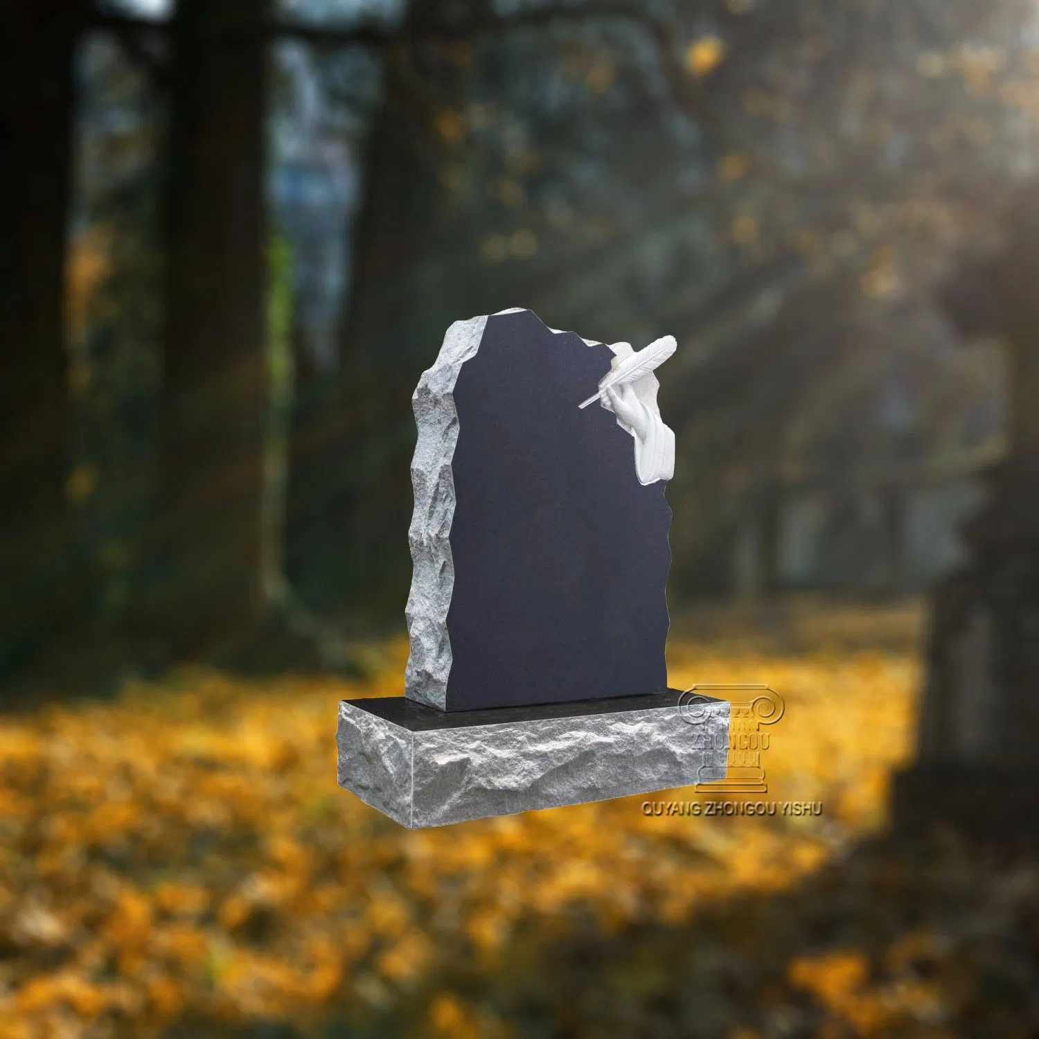 Black and White Granite Headstone Tombstone and Monument