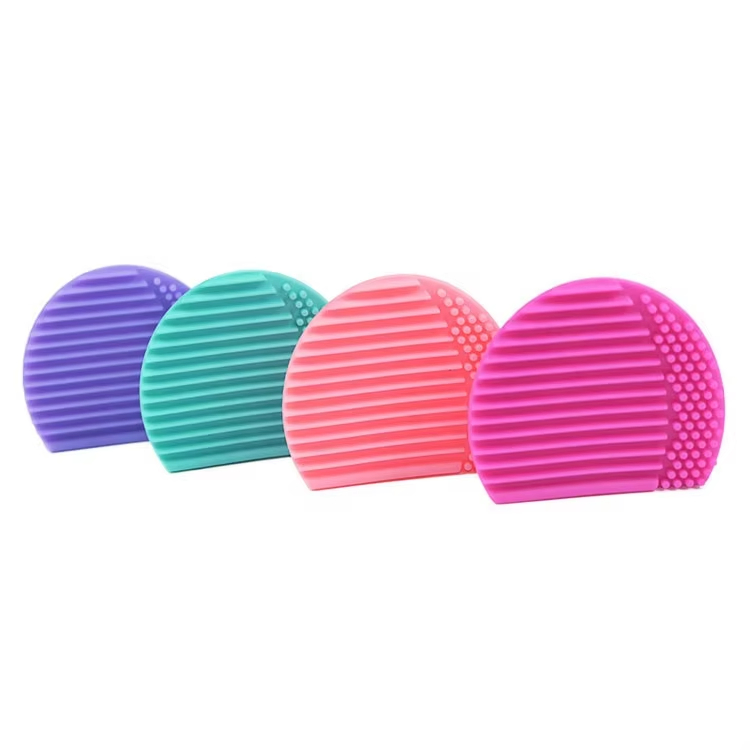 New Hot Wholesale Round Custom Portable Silicone Makeup Face Brushes Cleaning Holder Pouch for Home Travel Makeup Cleaning