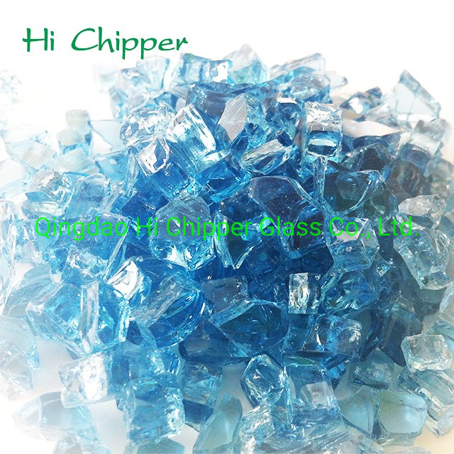 Blue Colored Reflective Fire Glass for Garden Fire Pit Decoration