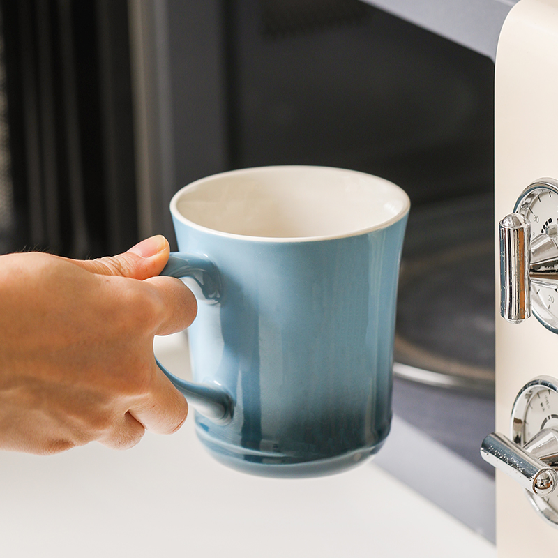 Керамическая кружка ретро 11oz, синяя, для кофе и чая