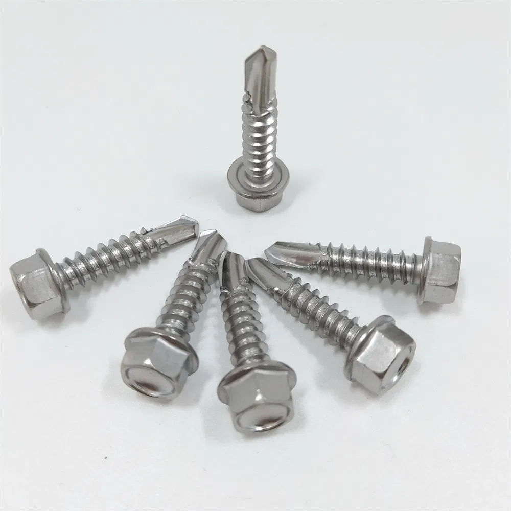 Hex Drill Screws Stainless Steel Metal Hex Flange Truss Pan Hex Head Self Drilling Roof Screw with EPDM Rubber Washer